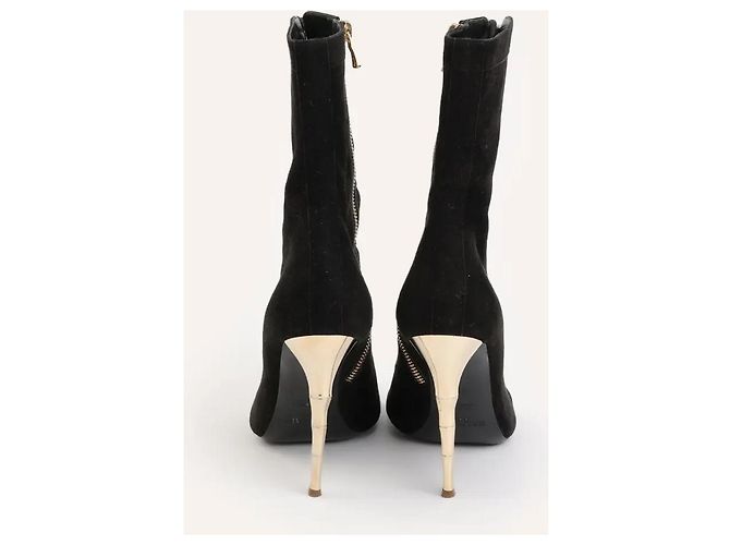 Balmain Botines de ante negro con punta abierta - vista 3