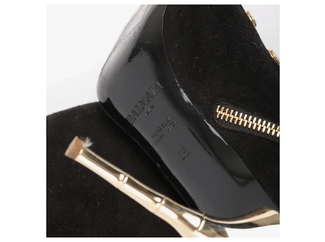Balmain Botines de ante negro con punta abierta - vista 4