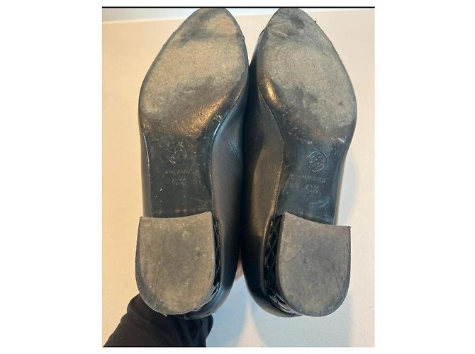Chanel Ballerine in pelle nera con punta vernice Nero - vista 5