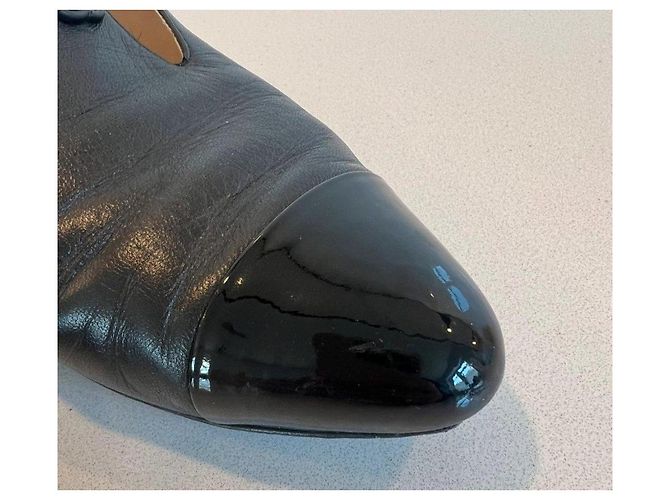 Chanel Ballerine in pelle nera con punta vernice Nero - vista 7