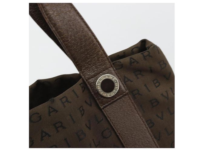 Bulgari Borsa BVLGARI Logo Mania Tela Marrone Argento Auth BA12368 - vista 10