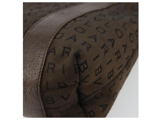Bulgari Borsa BVLGARI Logo Mania Tela Marrone Argento Auth BA12368 - vista 15