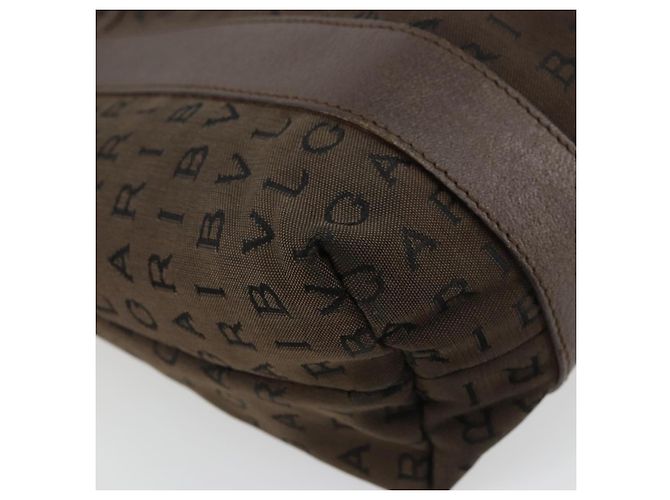 Bulgari Borsa BVLGARI Logo Mania Tela Marrone Argento Auth BA12368 - vista 16