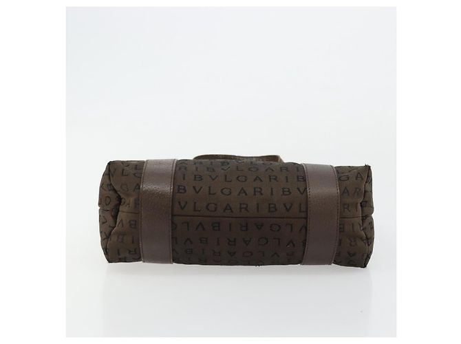 Bulgari Borsa BVLGARI Logo Mania Tela Marrone Argento Auth BA12368 - vista 5