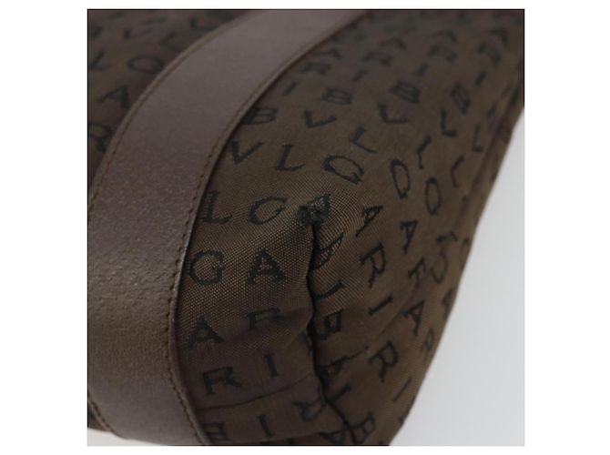 Bulgari Borsa BVLGARI Logo Mania Tela Marrone Argento Auth BA12368 - vista 9