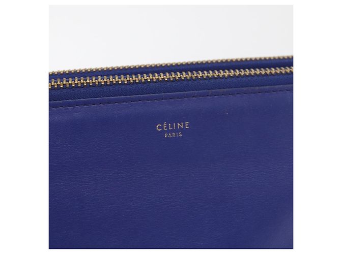 Céline Borsa a tracolla CELINE Trio in pelle blu oro Aut 177022 D'oro - vista 17