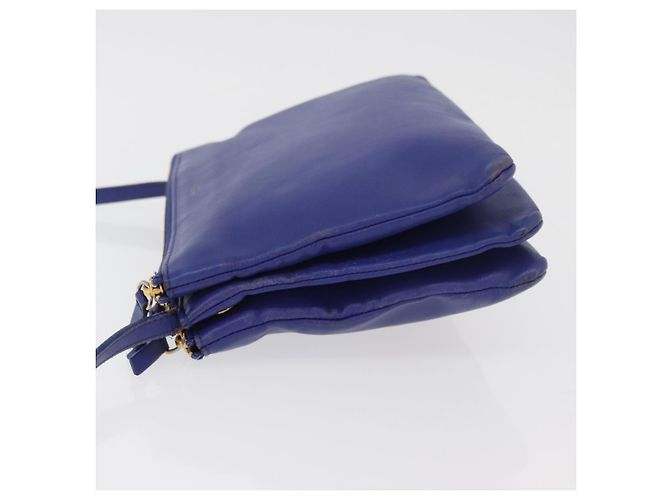 Céline Borsa a tracolla CELINE Trio in pelle blu oro Aut 177022 D'oro - vista 4