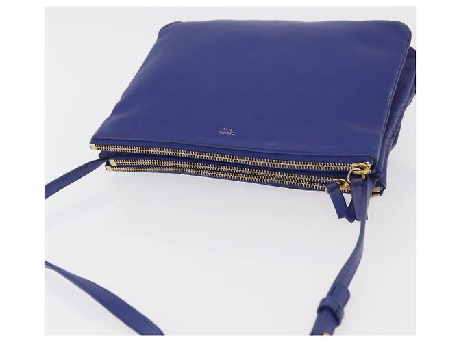 Céline Borsa a tracolla CELINE Trio in pelle blu oro Aut 177022 D'oro - vista 6