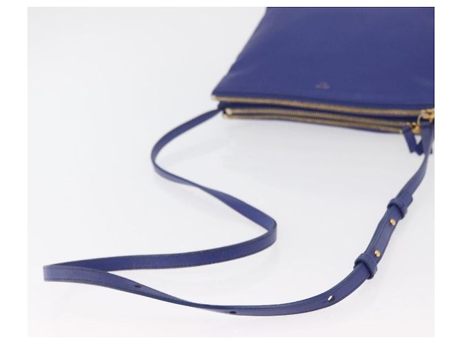 Céline Borsa a tracolla CELINE Trio in pelle blu oro Aut 177022 D'oro - vista 7