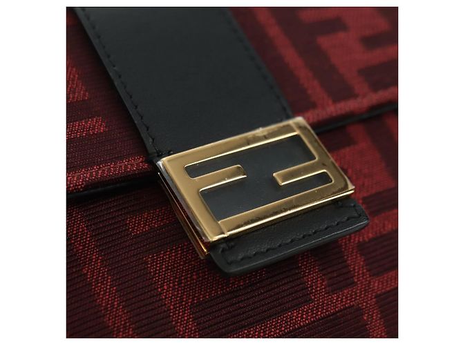 FENDI Zucca Canvas Baguette Slim Schultertasche Rot Gold Authentisch 177965A Golden - Ansicht 18