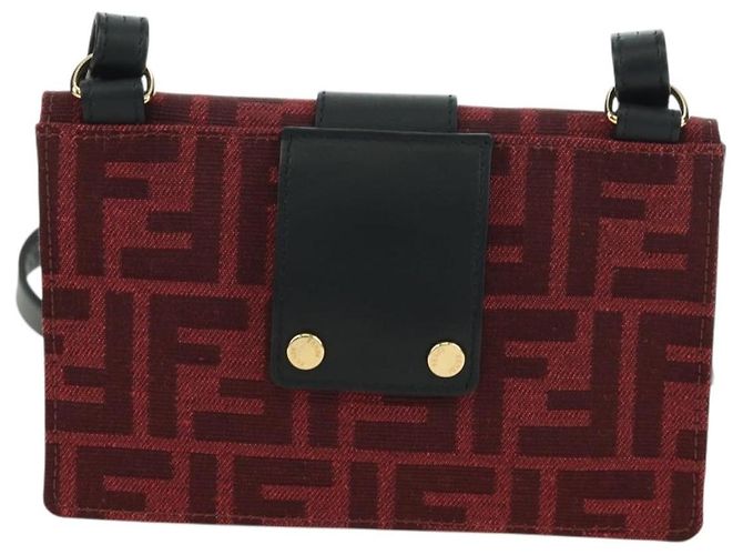 FENDI Zucca Canvas Baguette Slim Schultertasche Rot Gold Authentisch 177965A Golden - Ansicht 2