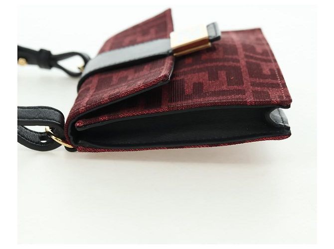 FENDI Zucca Canvas Baguette Slim Schultertasche Rot Gold Authentisch 177965A Golden - Ansicht 3