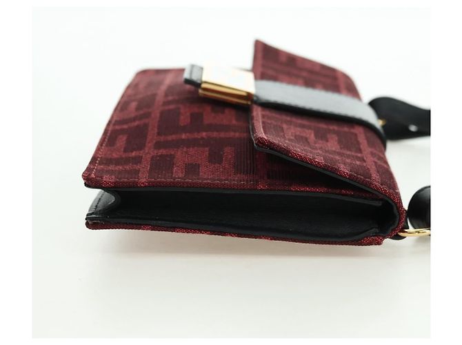 FENDI Zucca Canvas Baguette Slim Schultertasche Rot Gold Authentisch 177965A Golden - Ansicht 4