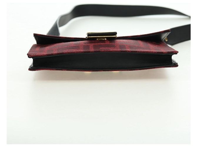 FENDI Zucca Canvas Baguette Slim Schultertasche Rot Gold Authentisch 177965A Golden - Ansicht 5