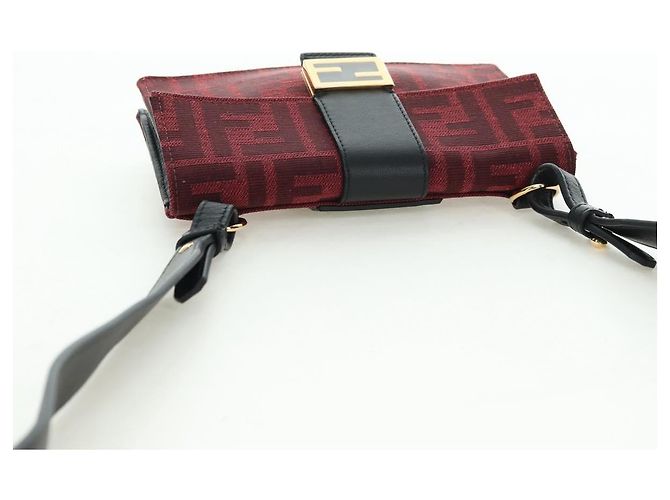 FENDI Zucca Canvas Baguette Slim Schultertasche Rot Gold Authentisch 177965A Golden - Ansicht 6