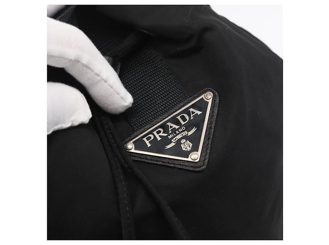 Borsa PRADA Borsa a tracolla Nylon Nero Argento Autentica fm5344 - vista 18