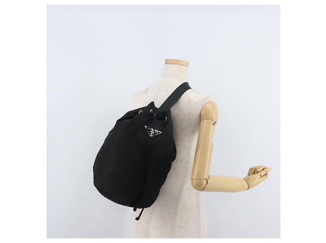 Borsa PRADA Borsa a tracolla Nylon Nero Argento Autentica fm5344 - vista 21