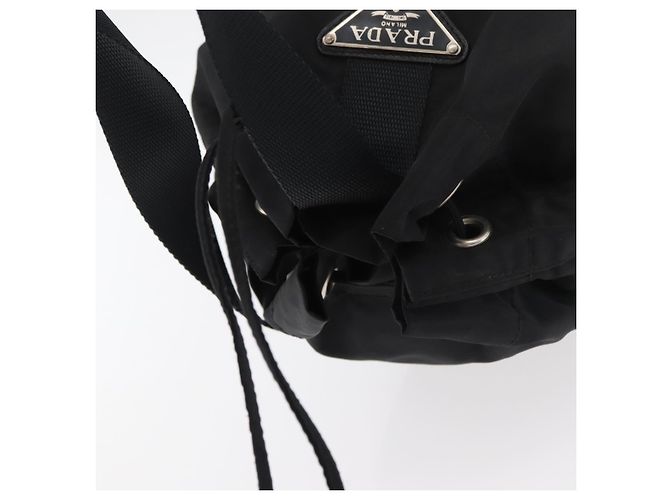 Borsa PRADA Borsa a tracolla Nylon Nero Argento Autentica fm5344 - vista 6