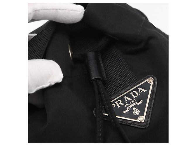Borsa PRADA Borsa a tracolla Nylon Nero Argento Autentica fm5344 - vista 9