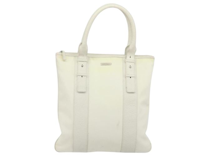 Bolso Tote Salvatore Ferragamo Nylon Blanco Plata Auténtico bs34557 - vista 13