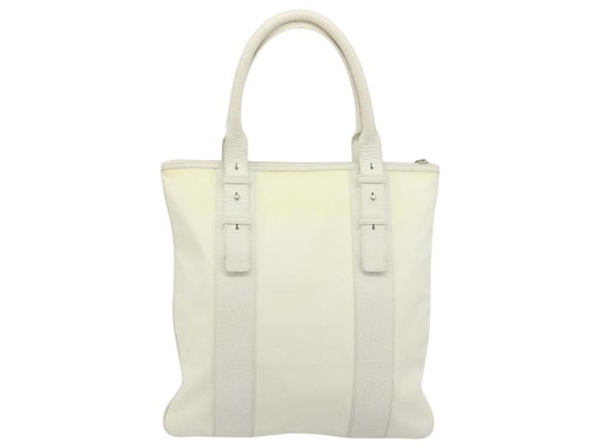 Bolso Tote Salvatore Ferragamo Nylon Blanco Plata Auténtico bs34557 - vista 2