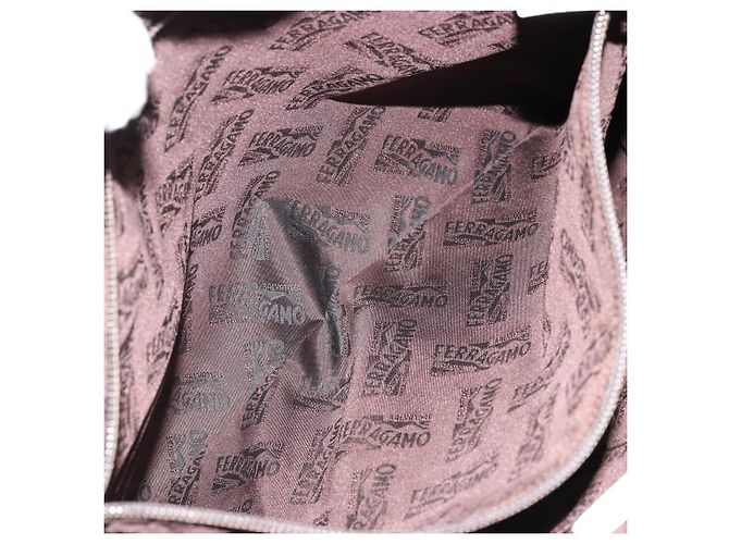 Bolso Tote Salvatore Ferragamo Nylon Blanco Plata Auténtico bs34557 - vista 22