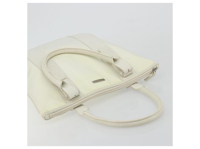 Bolso Tote Salvatore Ferragamo Nylon Blanco Plata Auténtico bs34557 - vista 6