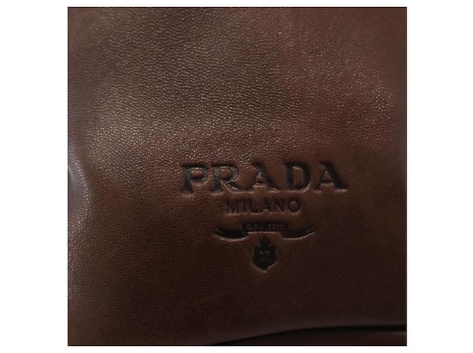 Borsa PRADA in pelle marrone oro Auth bs34862 D'oro - vista 17