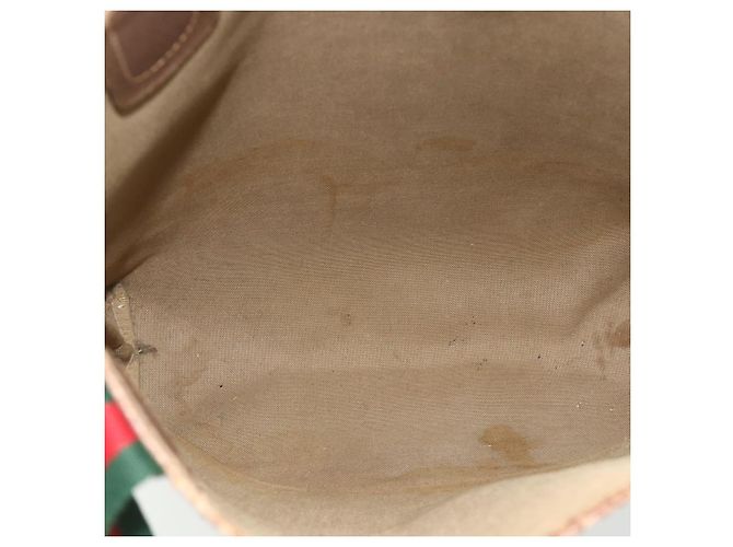 BORSA GUCCI GG Supreme Web Sherry Line PVC Beige Rosso Verde 89 02 003 Auth bs34909 - vista 15