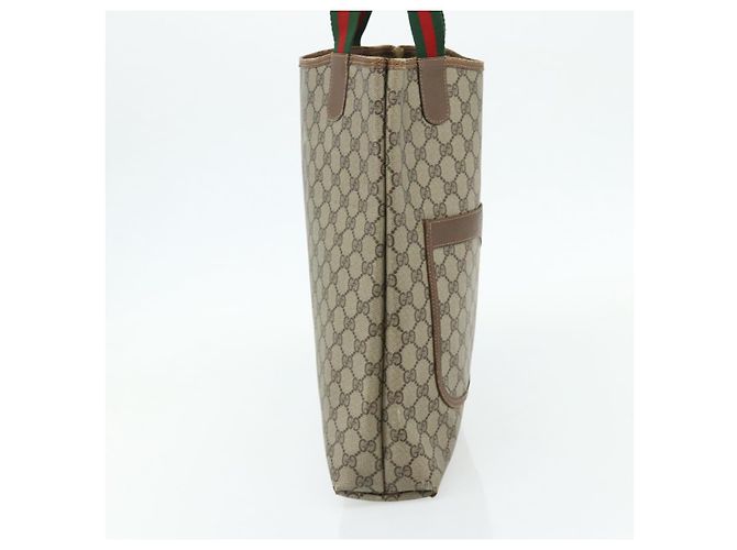 BORSA GUCCI GG Supreme Web Sherry Line PVC Beige Rosso Verde 89 02 003 Auth bs34909 - vista 4