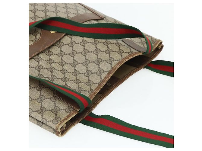 BORSA GUCCI GG Supreme Web Sherry Line PVC Beige Rosso Verde 89 02 003 Auth bs34909 - vista 6