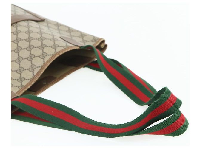 BORSA GUCCI GG Supreme Web Sherry Line PVC Beige Rosso Verde 89 02 003 Auth bs34909 - vista 7