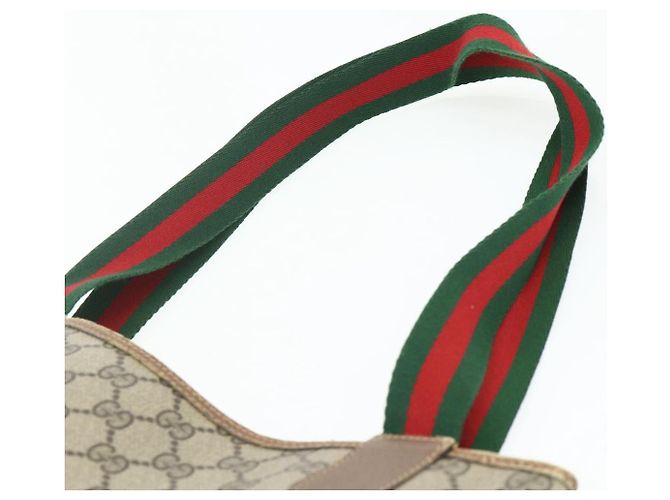 BORSA GUCCI GG Supreme Web Sherry Line PVC Beige Rosso Verde 89 02 003 Auth bs34909 - vista 8