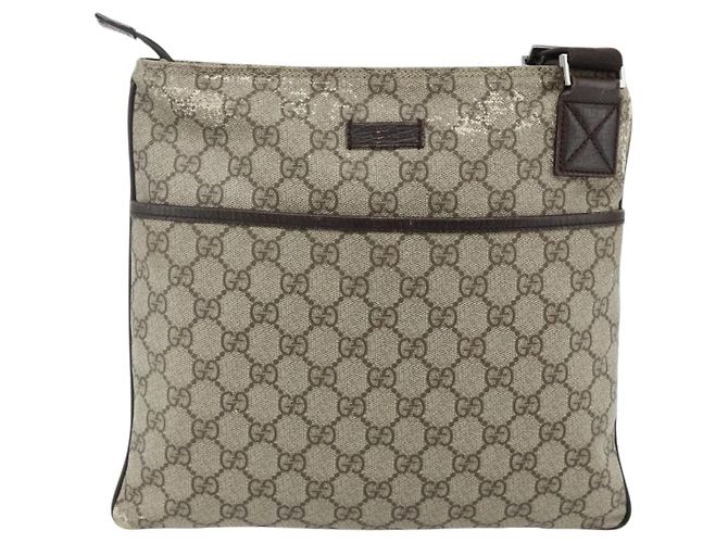 Borsa a tracolla GUCCI GG Supreme PVC Beige Argento 141626 Auth bs34913 - vista 2