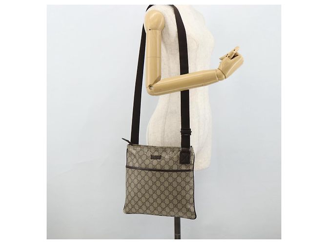 Borsa a tracolla GUCCI GG Supreme PVC Beige Argento 141626 Auth bs34913 - vista 23