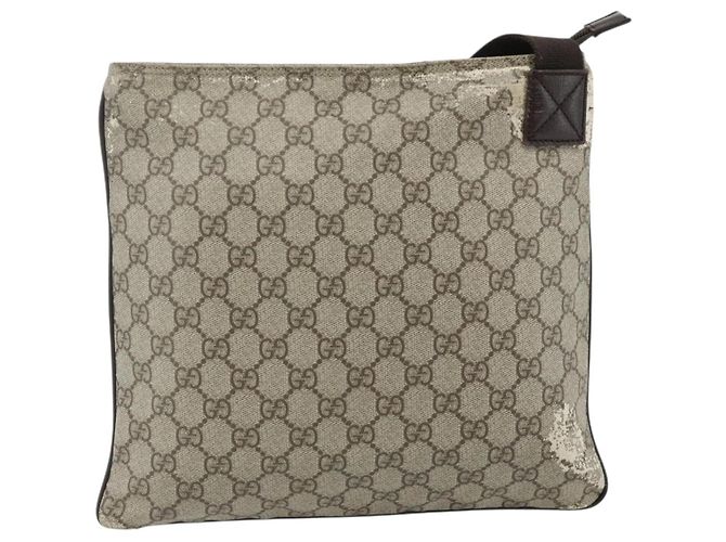 Borsa a tracolla GUCCI GG Supreme PVC Beige Argento 141626 Auth bs34913 - vista 3
