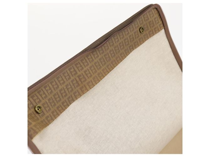 FENDI Zucchino Canvas Trunk PVC Beige Oro Autentico ti3888A D'oro - vista 10