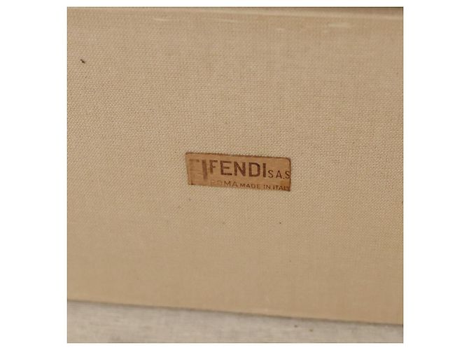 FENDI Zucchino Canvas Trunk PVC Beige Oro Autentico ti3888A D'oro - vista 12