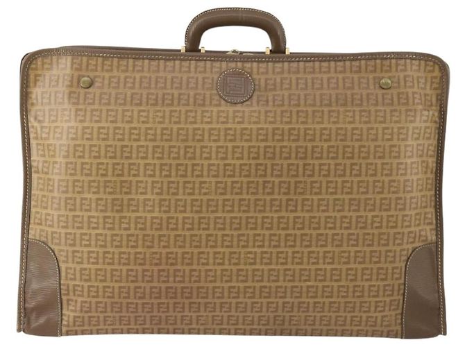 FENDI Zucchino Canvas Trunk PVC Beige Oro Autentico ti3888A D'oro - vista 13