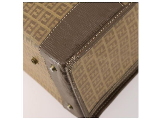 FENDI Zucchino Canvas Trunk PVC Beige Oro Autentico ti3888A D'oro - vista 16