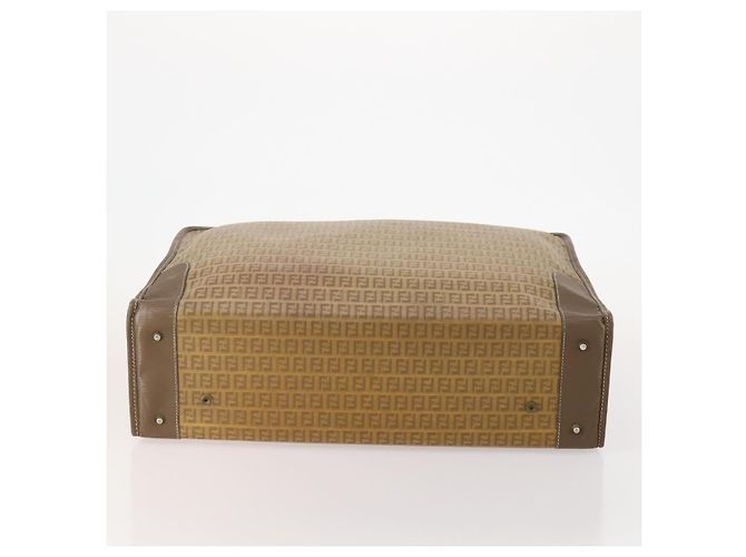 FENDI Zucchino Canvas Trunk PVC Beige Oro Autentico ti3888A D'oro - vista 5
