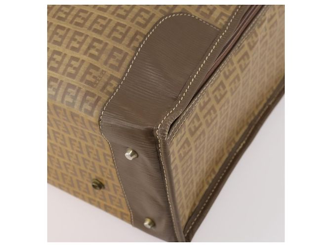 FENDI Zucchino Canvas Trunk PVC Beige Oro Autentico ti3888A D'oro - vista 8