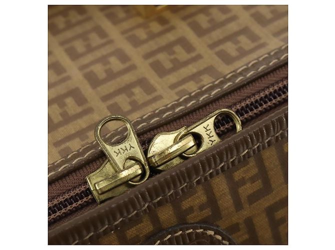 FENDI Zucchino Canvas Trunk PVC Beige Oro Autentico ti3888A D'oro - vista 9
