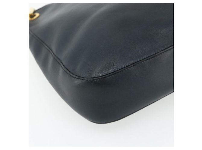 Borsa a Spalla con Catena PRADA in Pelle Blu Navy e Oro Auth 177855A D'oro - vista 14