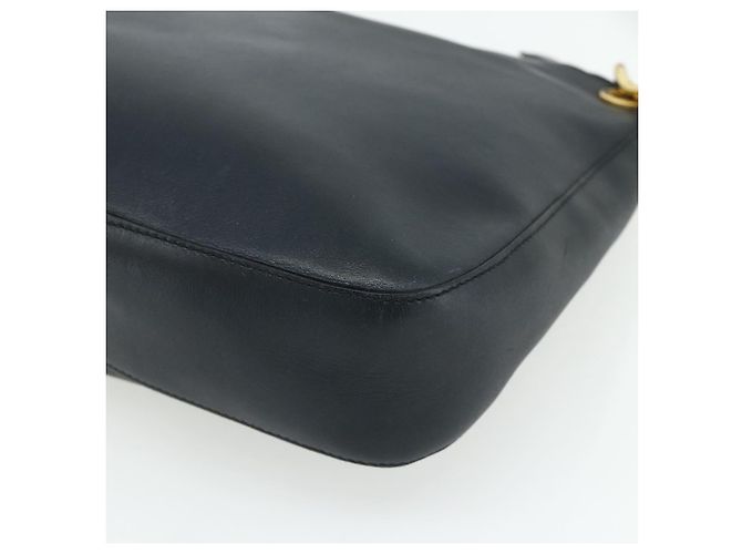 Borsa a Spalla con Catena PRADA in Pelle Blu Navy e Oro Auth 177855A D'oro - vista 15