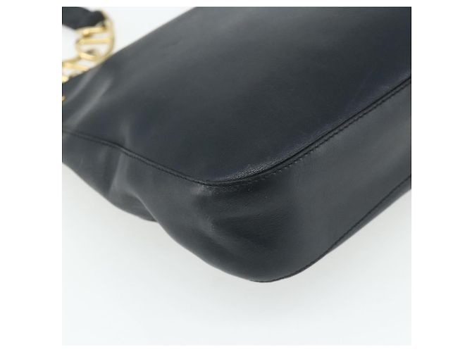 Borsa a Spalla con Catena PRADA in Pelle Blu Navy e Oro Auth 177855A D'oro - vista 16