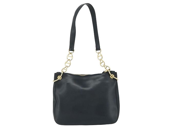 Borsa a Spalla con Catena PRADA in Pelle Blu Navy e Oro Auth 177855A D'oro - vista 2