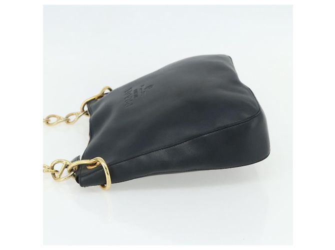 Borsa a Spalla con Catena PRADA in Pelle Blu Navy e Oro Auth 177855A D'oro - vista 3