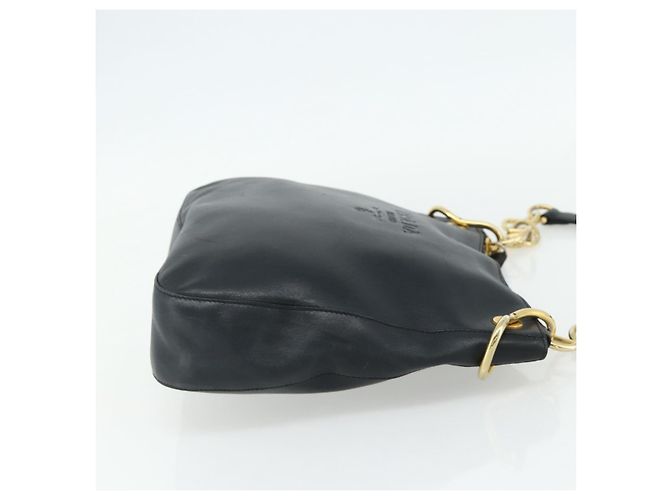 Borsa a Spalla con Catena PRADA in Pelle Blu Navy e Oro Auth 177855A D'oro - vista 4