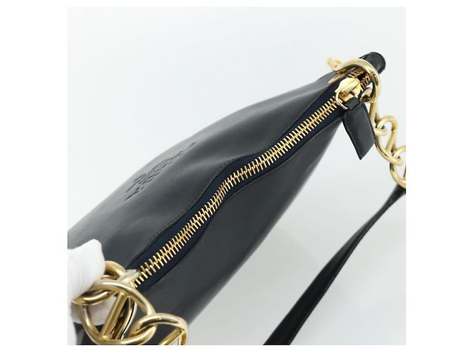 Borsa a Spalla con Catena PRADA in Pelle Blu Navy e Oro Auth 177855A D'oro - vista 6